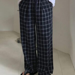 DAZY Pantalon droit décontracté à carreaux pour hommes, adapté pour l'automne