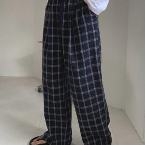 DAZY Pantalon droit décontracté à carreaux pour hommes, adapté pour l'automne