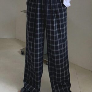 DAZY Pantalon droit décontracté à carreaux pour hommes, adapté pour l'automne