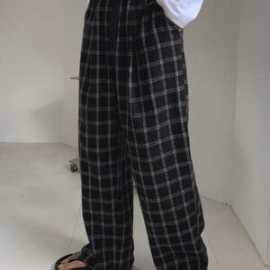 DAZY Pantalon droit décontracté à carreaux pour hommes, adapté pour l'automne