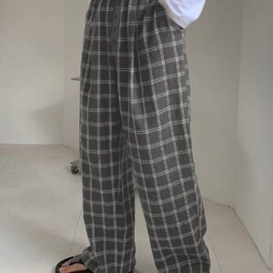 DAZY Pantalon droit décontracté à carreaux pour hommes, adapté pour l'automne