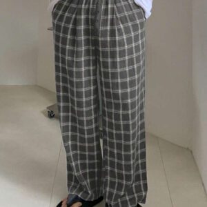 DAZY Pantalon droit décontracté à carreaux pour hommes, adapté pour l'automne