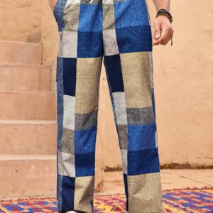 Manfinity VCAY Pantalon long casual tressé pour hommes avec imprimé multicolore