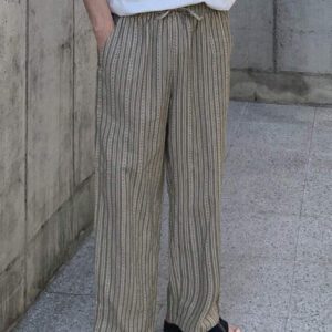 DAZY Pantalon décontracté ample à jambes droites avec poches latérales rayées, printemps/été
