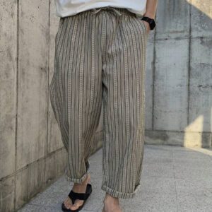 DAZY Pantalon décontracté ample à jambes droites avec poches latérales rayées, printemps/été