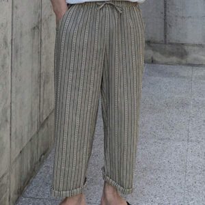 DAZY Pantalon décontracté ample à jambes droites avec poches latérales rayées, printemps/été