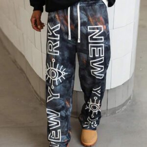 Manfinity Streetrush Pantalon décontracté pour hommes Manfinity Streetrush avec cordon de serrage à la taille, imprimé branche et lettre, pantalon camouflage