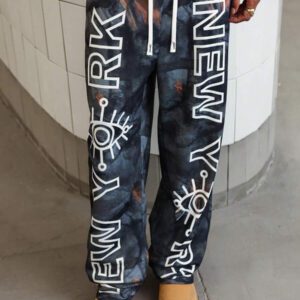 Manfinity Streetrush Pantalon décontracté pour hommes Manfinity Streetrush avec cordon de serrage à la taille, imprimé branche et lettre, pantalon camouflage