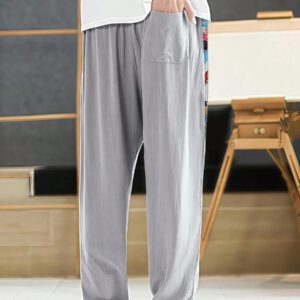 Manfinity Hypemode Pantalon décontracté pour hommes avec détail d'impression géométrique et couleur contrastée, taille à cordon, pantalon ample