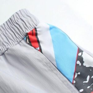 Manfinity Hypemode Pantalon décontracté pour hommes avec détail d'impression géométrique et couleur contrastée, taille à cordon, pantalon ample
