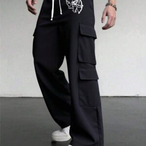 Manfinity EMRG Pantalon cargo avec cordon de serrage à la taille et imprimé ange pour hommes
