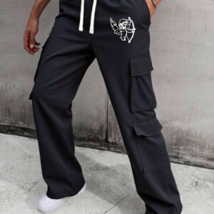 Manfinity EMRG Pantalon cargo avec cordon de serrage à la taille et imprimé ange pour hommes