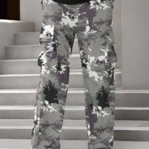 Manfinity EMRG Pantalon cargo ample à jambe large avec imprimé camouflage pour hommes