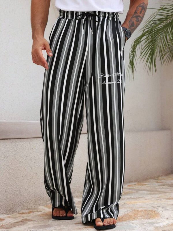 DAZY Pantalon homme à rayures et imprimé lettres, printemps et été – Image 6