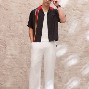 SWAVVY Pantalon droit décontracté, à taille élastique et coupe relax, en couleur unie, pour hommes