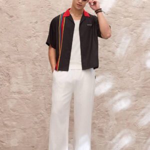 SWAVVY Pantalon droit décontracté, à taille élastique et coupe relax, en couleur unie, pour hommes