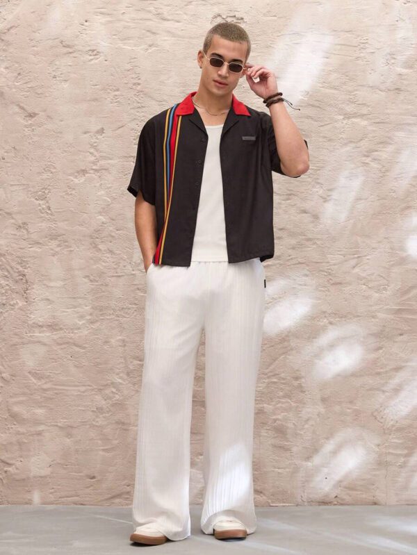 SWAVVY Pantalon droit décontracté, à taille élastique et coupe relax, en couleur unie, pour hommes – Image 2