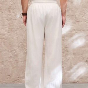 SWAVVY Pantalon droit décontracté, à taille élastique et coupe relax, en couleur unie, pour hommes