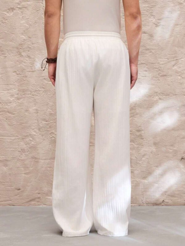 SWAVVY Pantalon droit décontracté, à taille élastique et coupe relax, en couleur unie, pour hommes – Image 3