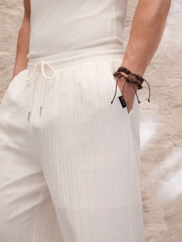 SWAVVY Pantalon droit décontracté, à taille élastique et coupe relax, en couleur unie, pour hommes – Image 5