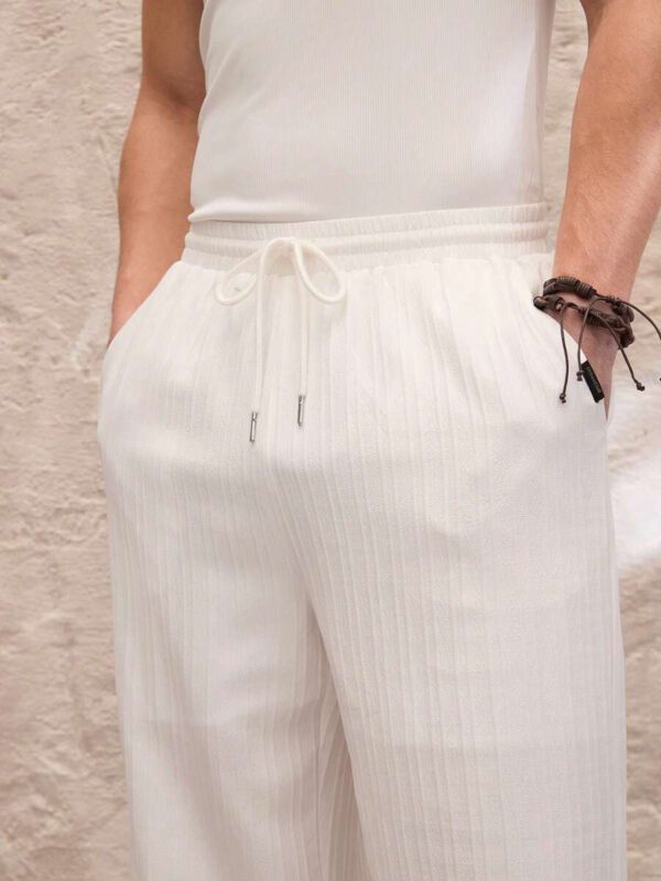 SWAVVY Pantalon droit décontracté, à taille élastique et coupe relax, en couleur unie, pour hommes – Image 6