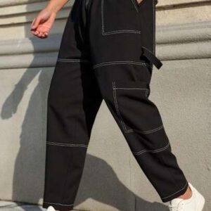 Manfinity Hypemode Pantalon cargo décontracté pour hommes avec surpiqûre contrastée