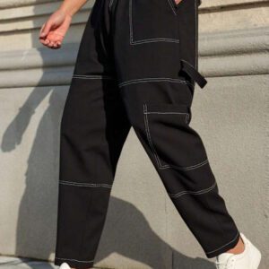 Manfinity Hypemode Pantalon cargo décontracté pour hommes avec surpiqûre contrastée