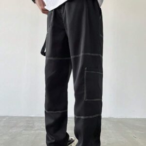 Manfinity Hypemode Pantalon cargo décontracté pour hommes avec surpiqûre contrastée