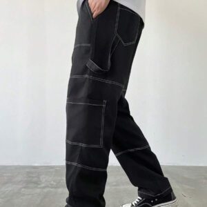 Manfinity Hypemode Pantalon cargo décontracté pour hommes avec surpiqûre contrastée