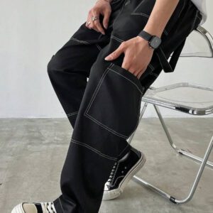 Manfinity Hypemode Pantalon cargo décontracté pour hommes avec surpiqûre contrastée