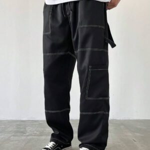 Manfinity Hypemode Pantalon cargo décontracté pour hommes avec surpiqûre contrastée
