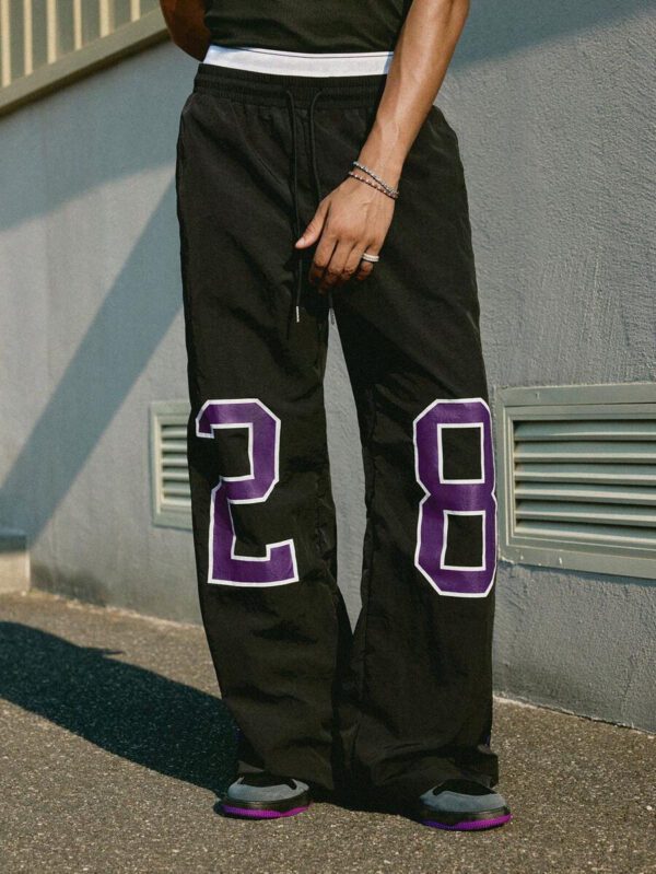 Manfinity Streetrush Pantalon décontracté pour hommes avec cordon de serrage à la taille et imprimé numérique – Image 2