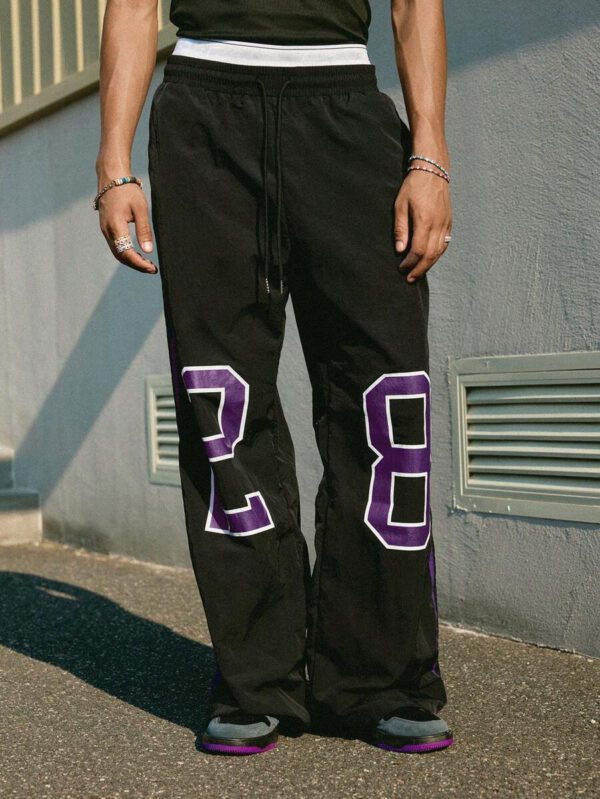 Manfinity Streetrush Pantalon décontracté pour hommes avec cordon de serrage à la taille et imprimé numérique – Image 5