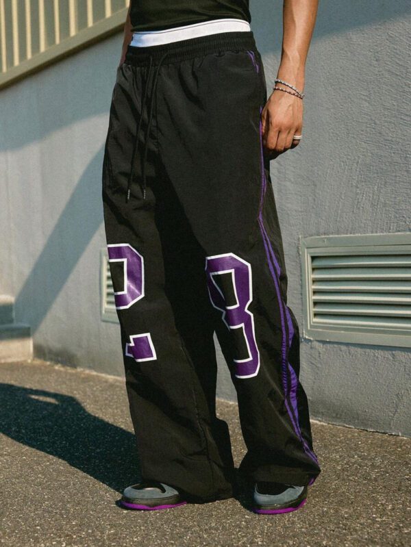 Manfinity Streetrush Pantalon décontracté pour hommes avec cordon de serrage à la taille et imprimé numérique – Image 6