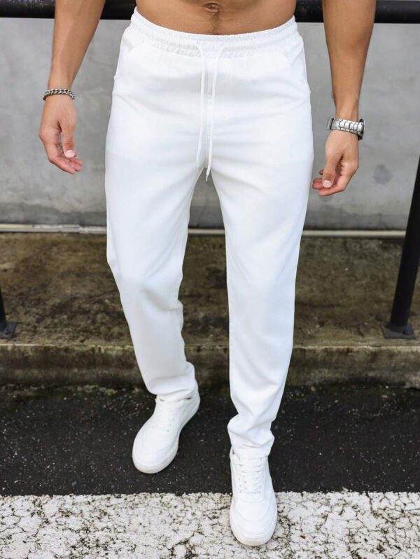 Manfinity Homme Pantalon décontracté à poche avec nœud à l'avant pour hommes, design minimaliste pour un port quotidien – Image 2