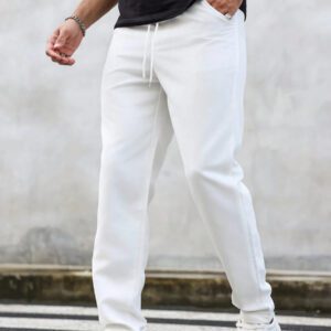Manfinity Homme Pantalon décontracté à poche avec nœud à l'avant pour hommes, design minimaliste pour un port quotidien