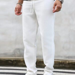 Manfinity Homme Pantalon décontracté à poche avec nœud à l'avant pour hommes, design minimaliste pour un port quotidien