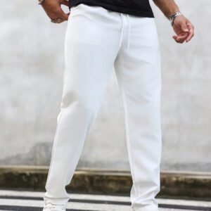 Manfinity Homme Pantalon décontracté à poche avec nœud à l'avant pour hommes, design minimaliste pour un port quotidien