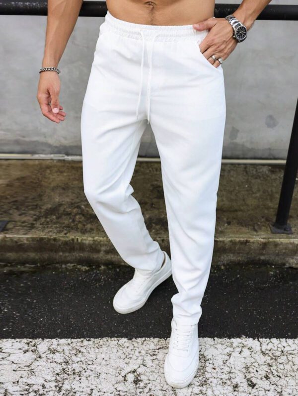 Manfinity Homme Pantalon décontracté à poche avec nœud à l'avant pour hommes, design minimaliste pour un port quotidien – Image 9