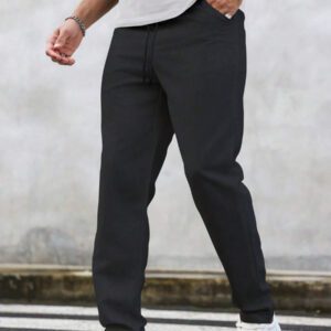 Manfinity Homme Pantalon décontracté à poche avec nœud à l'avant pour hommes, design minimaliste pour un port quotidien
