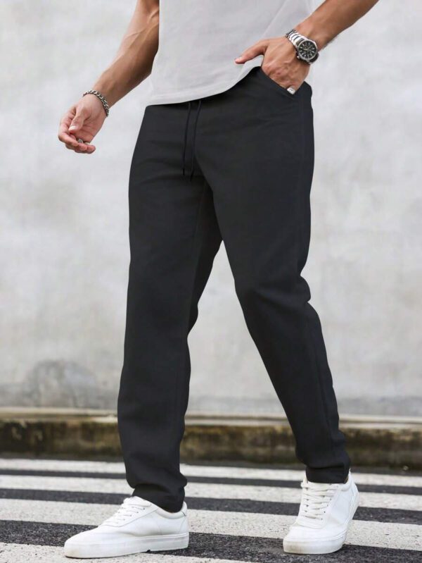Manfinity Homme Pantalon décontracté à poche avec nœud à l'avant pour hommes, design minimaliste pour un port quotidien – Image 12