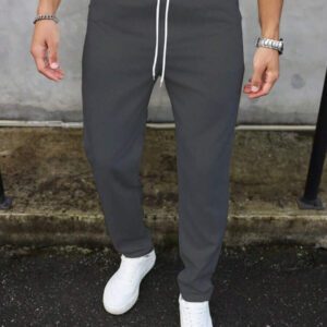 Manfinity Homme Pantalon décontracté à poche avec nœud à l'avant pour hommes, design minimaliste pour un port quotidien