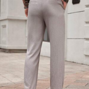 Manfinity CasualCool Pantalon décontracté à cordon de serrage de couleur unie simple avec texture, pour l'été et l'automne