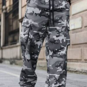 Manfinity Streetrush Pantalon cargo camouflage ample homme, pantalon cargo camouflage, pantalon ample décontracté