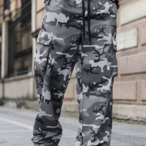 Manfinity Streetrush Pantalon cargo camouflage ample homme, pantalon cargo camouflage, pantalon ample décontracté