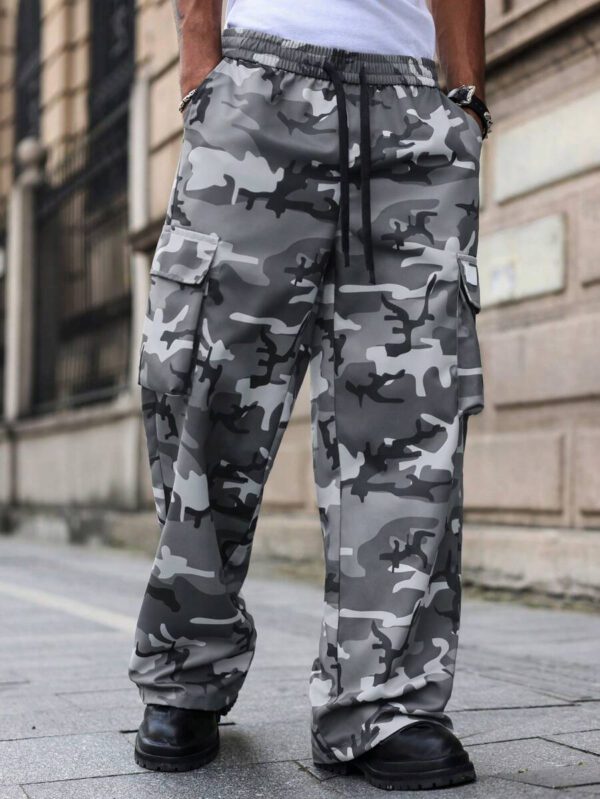 Manfinity Streetrush Pantalon cargo camouflage ample homme, pantalon cargo camouflage, pantalon ample décontracté – Image 2
