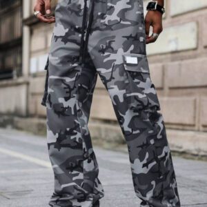 Manfinity Streetrush Pantalon cargo camouflage ample homme, pantalon cargo camouflage, pantalon ample décontracté