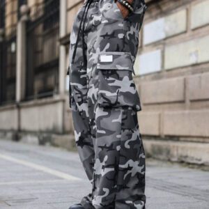 Manfinity Streetrush Pantalon cargo camouflage ample homme, pantalon cargo camouflage, pantalon ample décontracté