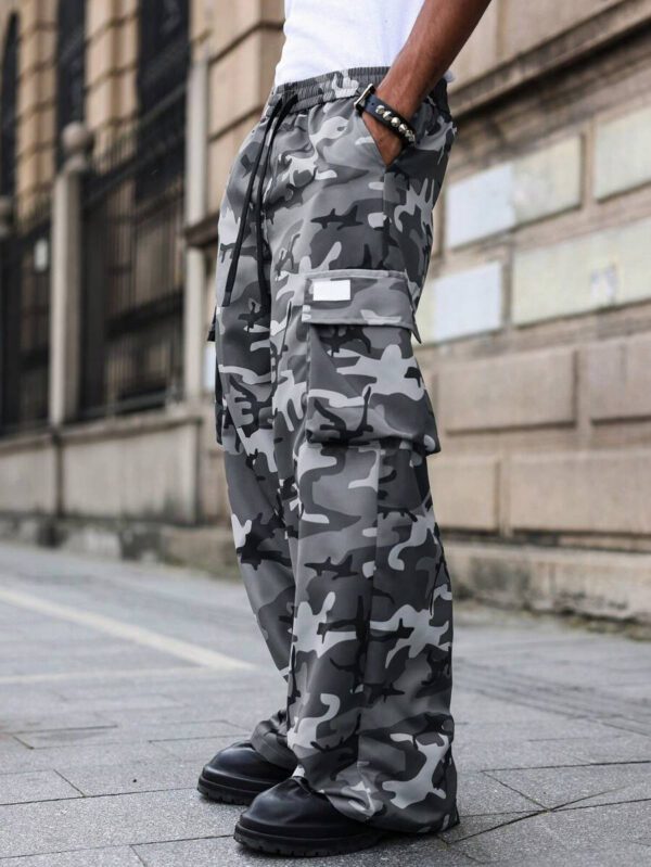 Manfinity Streetrush Pantalon cargo camouflage ample homme, pantalon cargo camouflage, pantalon ample décontracté – Image 6