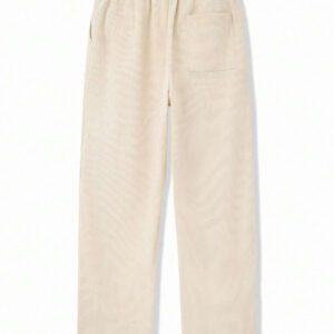 Manfinity Hypemode Pantalon ample en velours côtelé avec poches pour hommes, pantalon casual à cordon de serrage à la taille et jambes larges